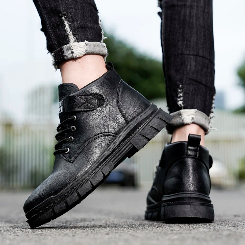 Férfi csizma kültéri motoros bőrcipő katonai férfi bokacsizma téli Martin csizma Botas Hombre férfi cipő