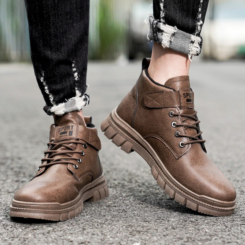 Férfi csizma kültéri motoros bőrcipő katonai férfi bokacsizma téli Martin csizma Botas Hombre férfi cipő