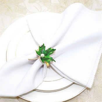 8 бр пръстени за салфетки от зелени кленови листа за декорация на маса за хранене Семейни събирания Деня на благодарността Коледна украса за парти ERE27