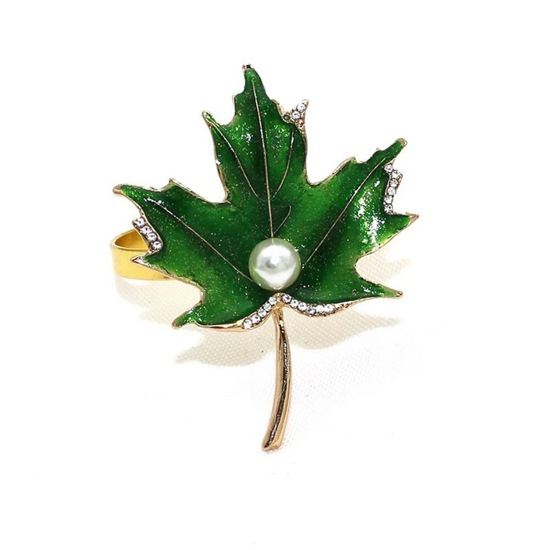 8Gb Zaļās kļavas lapas salvešu gredzeni pusdienu galda dekorēšanai ģimenes salidojumos Pateicības dienas Ziemassvētku ballītes dekorēšanai ERE27