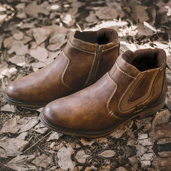 ZYYZYM Ανδρικές μπότες Δερμάτινα Φθινοπωρινά, Χειμερινά Vintage Στυλ Κοντά Chelsea Boot Ανδρικά Υποδήματα Botas Hombre