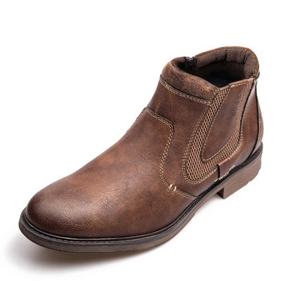ZYYZYM Vīriešu Zābaki Āda Rudens Ziema Vintage Stils Potīte Īss Chelsea Boot Man Apavi Botas Hombre
