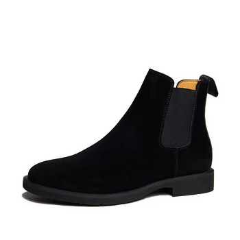 голям размер мъжки модни ботуши челси меки оригинални кожени обувки черни каубойски ботуши пролет есен глезени botas masculinas zapatos
