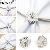 4Gb dobi ziedu salvešu gredzenu turētāji Sudraba salvešu gredzeni kāzu ballītēm svētku banketiem Ziemassvētku vakariņu galda dekors