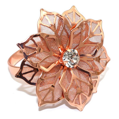 4Gb dobi ziedu salvešu gredzenu turētāji Sudraba salvešu gredzeni kāzu ballītēm svētku banketiem Ziemassvētku vakariņu galda dekors