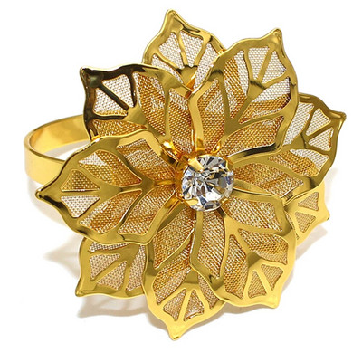 4Gb dobi ziedu salvešu gredzenu turētāji Sudraba salvešu gredzeni kāzu ballītēm svētku banketiem Ziemassvētku vakariņu galda dekors