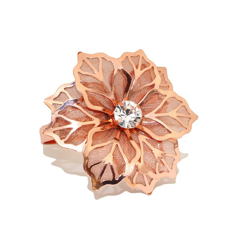 4Gb dobi ziedu salvešu gredzenu turētāji Sudraba salvešu gredzeni kāzu ballītēm svētku banketiem Ziemassvētku vakariņu galda dekors