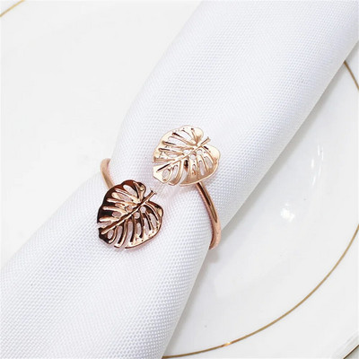 12 db Arany levelű szalvéta gyűrűk toll kivitelű szalvétatartó vacsoraasztal dekorációhoz Hálaadás esküvői karácsonyi dekoráció ERL05