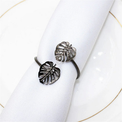 12 db Arany levelű szalvéta gyűrűk toll kivitelű szalvétatartó vacsoraasztal dekorációhoz Hálaadás esküvői karácsonyi dekoráció ERL05