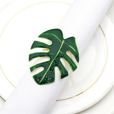 12 db Arany levelű szalvéta gyűrűk toll kivitelű szalvétatartó vacsoraasztal dekorációhoz Hálaadás esküvői karácsonyi dekoráció ERL05