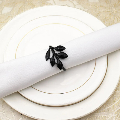 12 db Arany levelű szalvéta gyűrűk toll kivitelű szalvétatartó vacsoraasztal dekorációhoz Hálaadás esküvői karácsonyi dekoráció ERL05