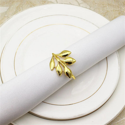 12 db Arany levelű szalvéta gyűrűk toll kivitelű szalvétatartó vacsoraasztal dekorációhoz Hálaadás esküvői karácsonyi dekoráció ERL05