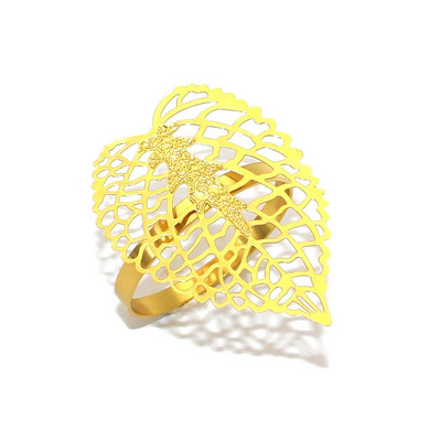 12 db Arany levelű szalvéta gyűrűk toll kivitelű szalvétatartó vacsoraasztal dekorációhoz Hálaadás esküvői karácsonyi dekoráció ERL05