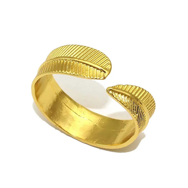 12 db Arany levelű szalvéta gyűrűk toll kivitelű szalvétatartó vacsoraasztal dekorációhoz Hálaadás esküvői karácsonyi dekoráció ERL05