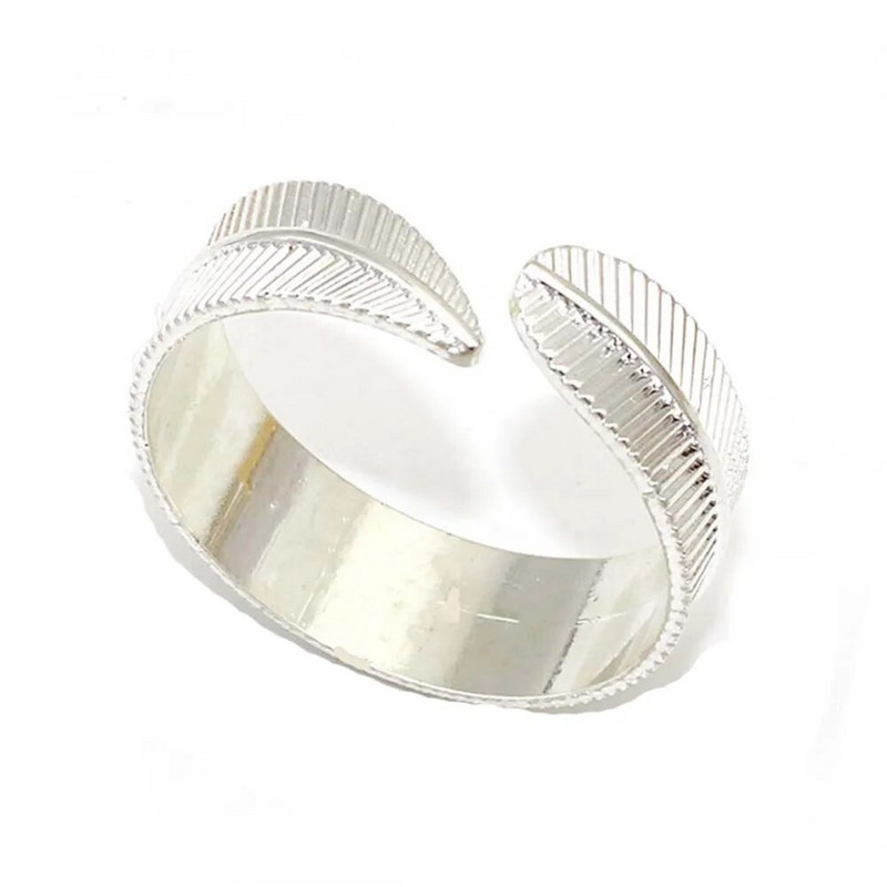 12 db Arany levelű szalvéta gyűrűk toll kivitelű szalvétatartó vacsoraasztal dekorációhoz Hálaadás esküvői karácsonyi dekoráció ERL05