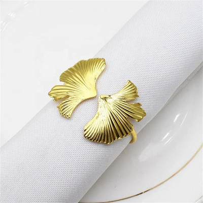 6 τμχ Πράσινα φύλλα δαχτυλίδια χαρτοπετσέτας Μεταλλική χρυσή θήκη για χαρτοπετσέτα Επιτραπέζια δαχτυλίδια για τραπεζαρία Χριστουγεννιάτικο πάρτι γάμου ERL02