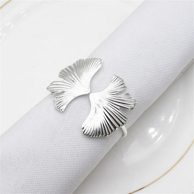 6 τμχ Πράσινα φύλλα δαχτυλίδια χαρτοπετσέτας Μεταλλική χρυσή θήκη για χαρτοπετσέτα Επιτραπέζια δαχτυλίδια για τραπεζαρία Χριστουγεννιάτικο πάρτι γάμου ERL02