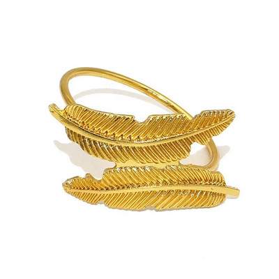 6 τμχ Πράσινα φύλλα δαχτυλίδια χαρτοπετσέτας Μεταλλική χρυσή θήκη για χαρτοπετσέτα Επιτραπέζια δαχτυλίδια για τραπεζαρία Χριστουγεννιάτικο πάρτι γάμου ERL02