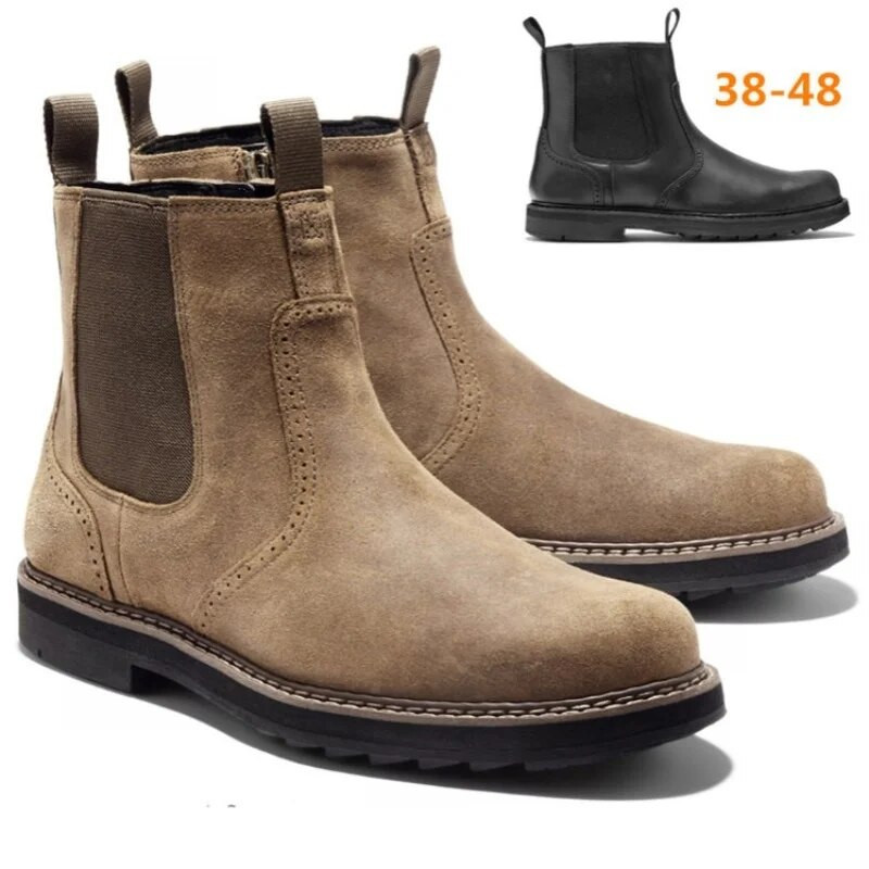 Férfi Chelsea csizma Kézzel készített csizma őszi téli műbőr Retro bokacsizma Zapatos Hombre férfi cipő Botas Hombre új