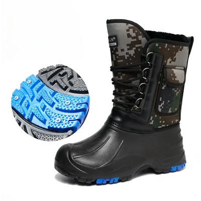 2024-es téli pamutcipő, vízálló acélszögekkel, havas hegymászó férfi horgászcsizma plüss vastagított meleg cipővel