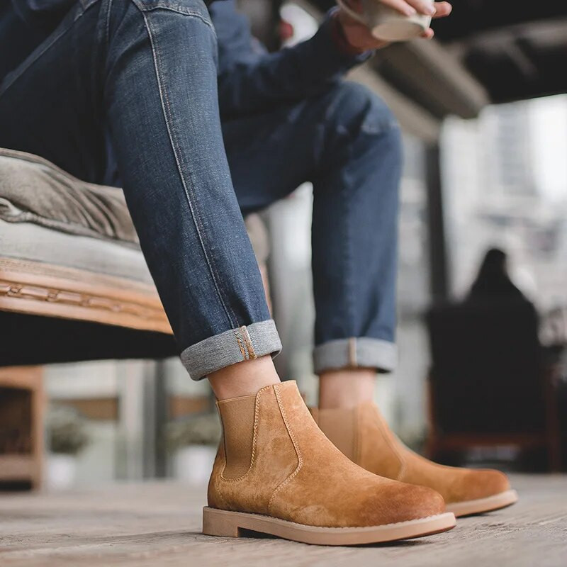 Maden ανδρικά πολυτελή επώνυμα σχεδιαστής αυθεντικές δερμάτινες μπότες Chelsea Μόδα βρετανικού στυλ Χειμώνας 2023