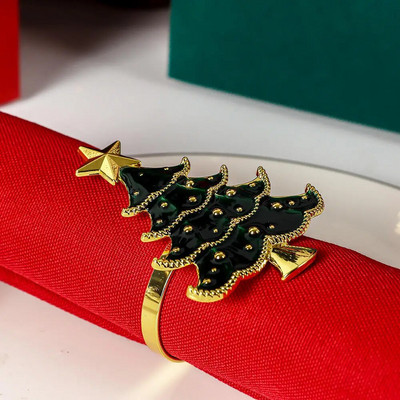 4gab Ziemassvētku eglītes salvešu gredzens Festiva galda salvete sprādze Dimanta briežu rokdarbu turētājs roku darbs ballīšu vakariņu piederumi dekoratīvi