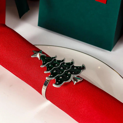 4gab Ziemassvētku eglītes salvešu gredzens Festiva galda salvete sprādze Dimanta briežu rokdarbu turētājs roku darbs ballīšu vakariņu piederumi dekoratīvi