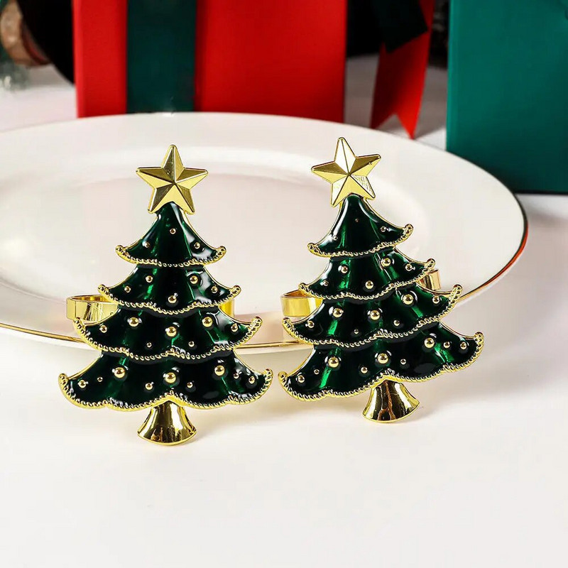 4gab Ziemassvētku eglītes salvešu gredzens Festiva galda salvete sprādze Dimanta briežu rokdarbu turētājs roku darbs ballīšu vakariņu piederumi dekoratīvi