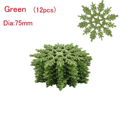 12GAB 7,5 cm zelta pulvera sniegpārsla Ziemassvētkiem Burvīgs, balts Ziemassvētku eglītes dekors Ziemassvētku ballīte Svētku Ziemassvētku rotājumi Mājas dekors