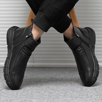 Мъжки ботуши Chelsea, приплъзващи се водоустойчиви ботуши до глезена Ретро черни мъжки модни ботуши Мотоциклетни обувки Голям размер 2024