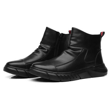 Мъжки ботуши Chelsea, приплъзващи се водоустойчиви ботуши до глезена Ретро черни мъжки модни ботуши Мотоциклетни обувки Голям размер 2024