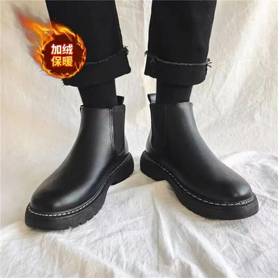 Modes rudens un ziemas vīriešu īsie zābaki Trend ikdienas apavi Ādas zābaki militārie zābaki vīriešu ādas apavi Chelsea zābaki