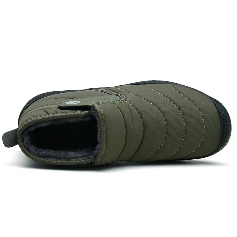 Ziemas vīriešu sniega zābaki, gari plīša āra vīriešu kedas 36-48 siltas kažokādas vīriešu potītes, ikdienas ūdensizturīgi armijas zaļi vīriešu zābaki