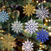 6db 10 cm-es csillogó karácsonyi hópehely dekoráció fehér hópehely medál otthoni karácsonyfára akasztó dísz téli parti kellék