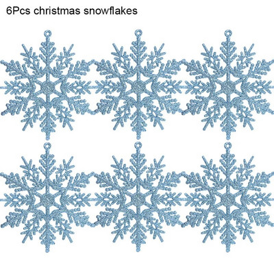 6db 10 cm-es csillogó karácsonyi hópehely dekoráció fehér hópehely medál otthoni karácsonyfára akasztó dísz téli parti kellék
