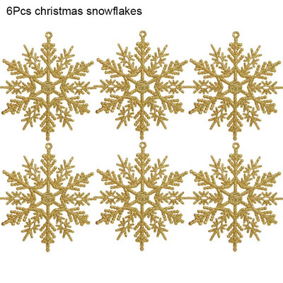 6db 10 cm-es csillogó karácsonyi hópehely dekoráció fehér hópehely medál otthoni karácsonyfára akasztó dísz téli parti kellék