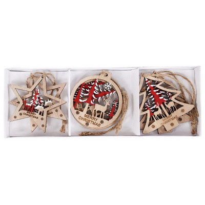 6 gab Dobu Ziemassvētku eglīte Aļņa koka kuloni Ziemassvētku eglīšu rotājumi Ziemassvētku ballīšu rotājumi Laimīgu Jauno gadu Navidad Bērnu dāvanas