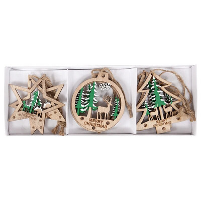 6 gab Dobu Ziemassvētku eglīte Aļņa koka kuloni Ziemassvētku eglīšu rotājumi Ziemassvētku ballīšu rotājumi Laimīgu Jauno gadu Navidad Bērnu dāvanas