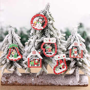 12бр. Коледни орнаменти за дома Снежинки Коледна елха Висящи дървени висулки Новогодишен Коледен декор Дървени занаяти Подаръци за раждане