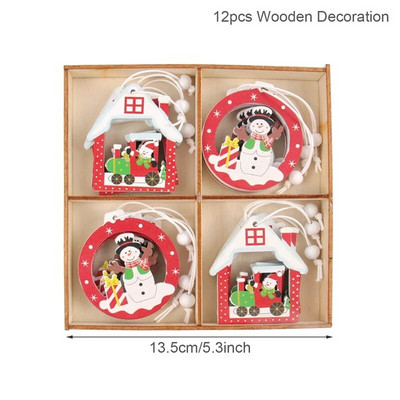 12gab Ziemassvētku rotājumi mājām Sniegpārsliņas Ziemassvētku eglīte Piekārti Koka Kuloni Jaungada Ziemassvētku dekors Koka amatniecība Dāvanas dzimšanas dienā