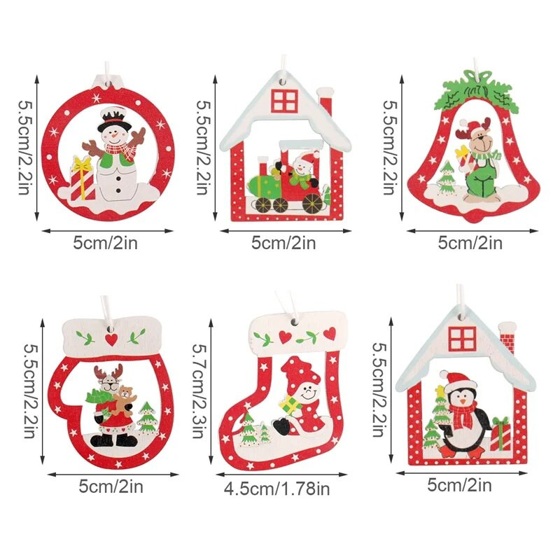 12gab Ziemassvētku rotājumi mājām Sniegpārsliņas Ziemassvētku eglīte Piekārti Koka Kuloni Jaungada Ziemassvētku dekors Koka amatniecība Dāvanas dzimšanas dienā