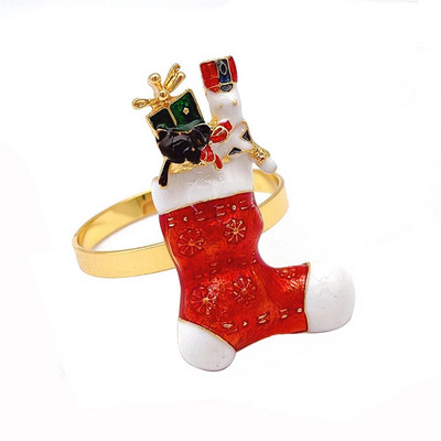 6Gb Zeķes formas salvešu gredzeni Zelta Ziemassvētku salvešu turētājs galda klāšanai Dzimšanas diena Lieldienas Rudens Pateicības kāzas De ERC113