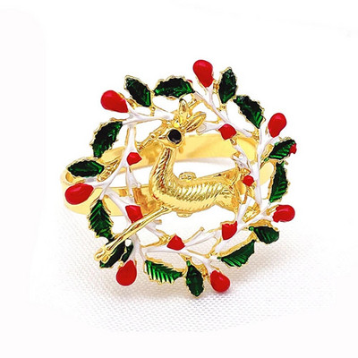 6Gb Zeķes formas salvešu gredzeni Zelta Ziemassvētku salvešu turētājs galda klāšanai Dzimšanas diena Lieldienas Rudens Pateicības kāzas De ERC113