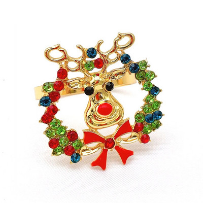 6Gb Zeķes formas salvešu gredzeni Zelta Ziemassvētku salvešu turētājs galda klāšanai Dzimšanas diena Lieldienas Rudens Pateicības kāzas De ERC113