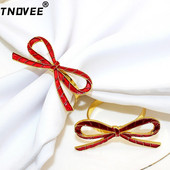 6 db Esküvői szalvéta gyűrűk piros csípős szalvéta gyűrű tartó karácsonyi hálaadás ünnepekre vacsora asztaldísz ERE59