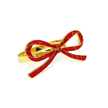 6 τμχ Δαχτυλίδια γαμήλιας χαρτοπετσέτας Κόκκινο παπιγιόν Θήκη για δαχτυλίδια για τα Χριστούγεννα γιορτές των Ευχαριστιών Διακόσμηση τραπεζιού για δείπνο ERE59