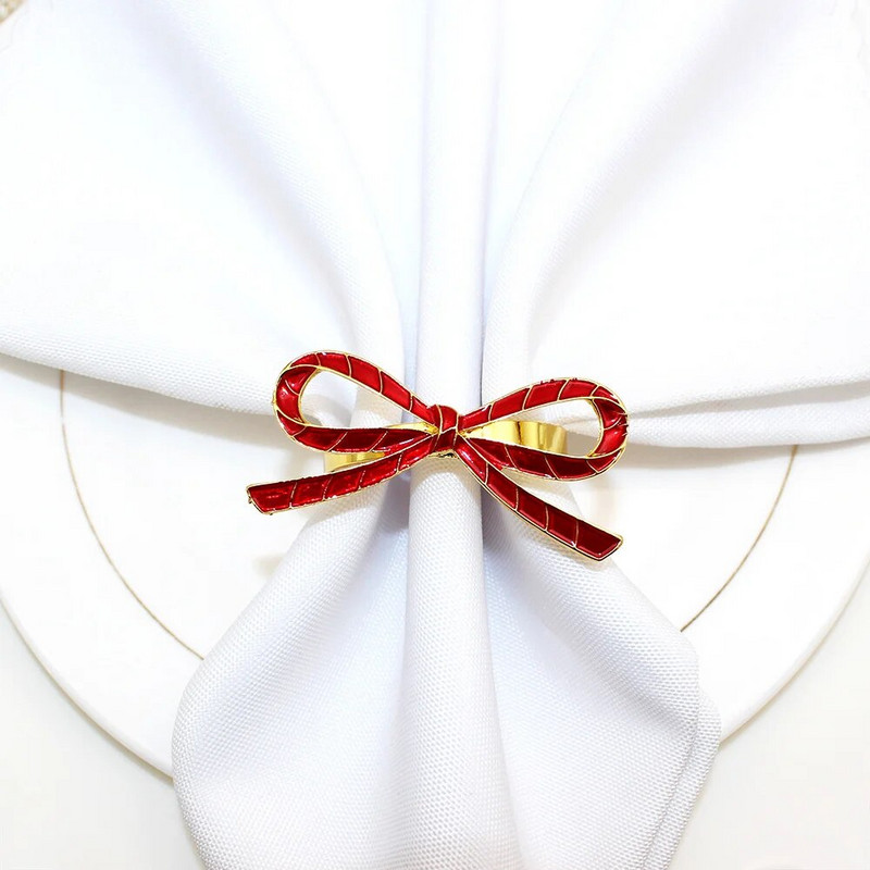 6 db Esküvői szalvéta gyűrűk piros csípős szalvéta gyűrű tartó karácsonyi hálaadás ünnepekre vacsora asztaldísz ERE59