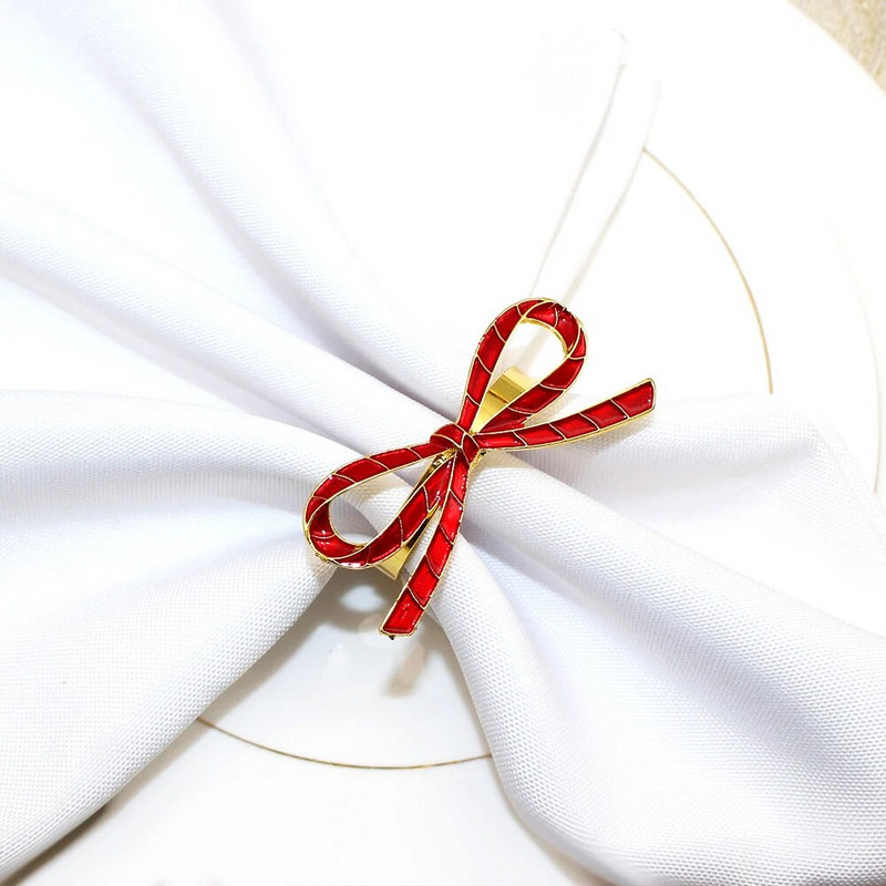 6 db Esküvői szalvéta gyűrűk piros csípős szalvéta gyűrű tartó karácsonyi hálaadás ünnepekre vacsora asztaldísz ERE59