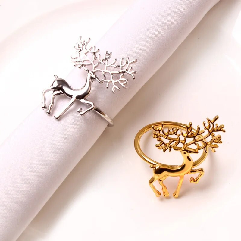 3/6/12db Karácsonyi szalvétatartó ötvözet Kiváló minőségű aranyos finom szarvas szalvéta gyűrű bár étterembe karácsonyi parti vacsora