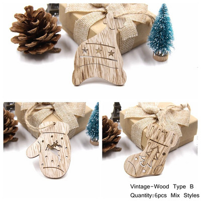 6 ΤΕΜ. Υπέροχα Ευρωπαϊκά Χριστουγεννιάτικα Ξύλινα Μενταγιόν Στολίδια Ξύλινη χειροτεχνία Διακοσμητικά χριστουγεννιάτικου δέντρου Παιδικά παιχνίδια Κρεμαστά δώρα